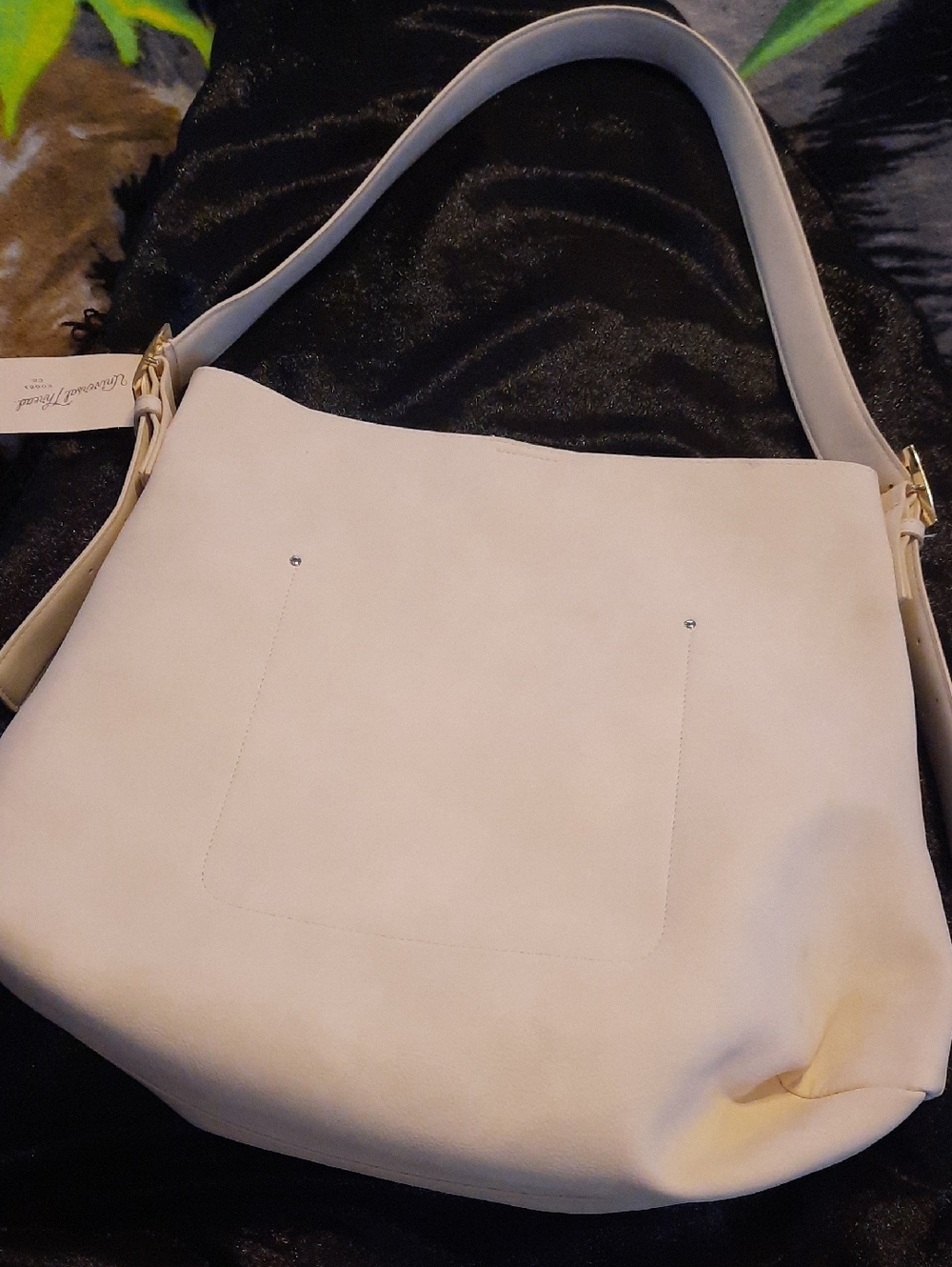 Universal Thread Cream Shoulder Bag with Gold Belt Buckle Style.